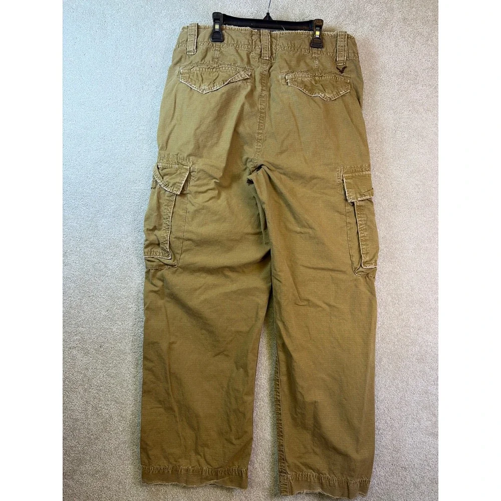 American Eagle Cargo Pants Men 32x30 Tan Ripstop AE-3 Field Trousers y2k Grunge